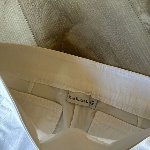 Kim Rogers White Pull On Stretch Cropped Ankle Pants Size 10 - Picture 6 of 6
